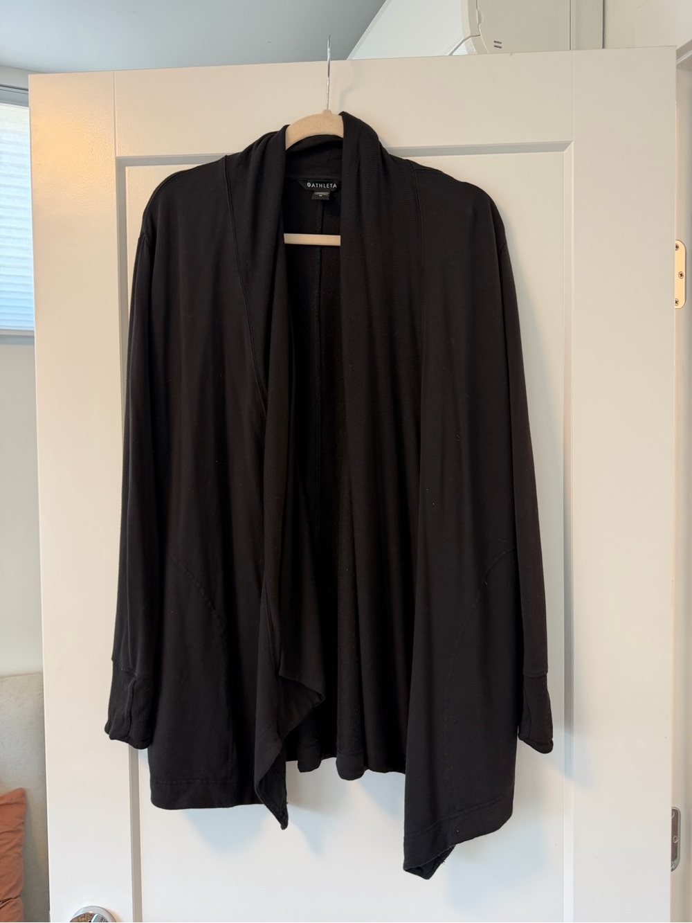 Athleta Open-Front Draped Cardigan Sweater - Black